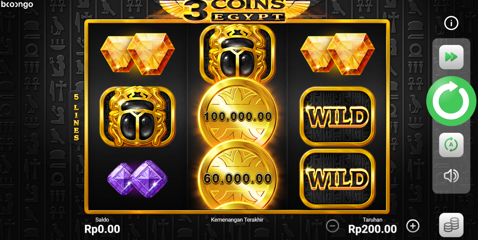 Slot Online 3 Coins Egypt Booongo