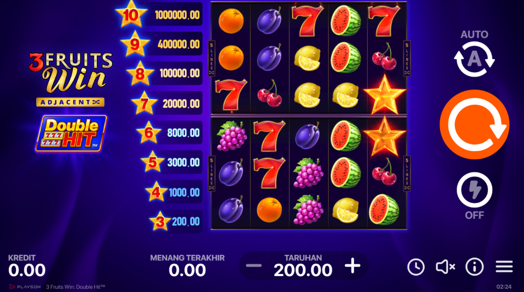 Slot Online 3 Fruits Win Booongo