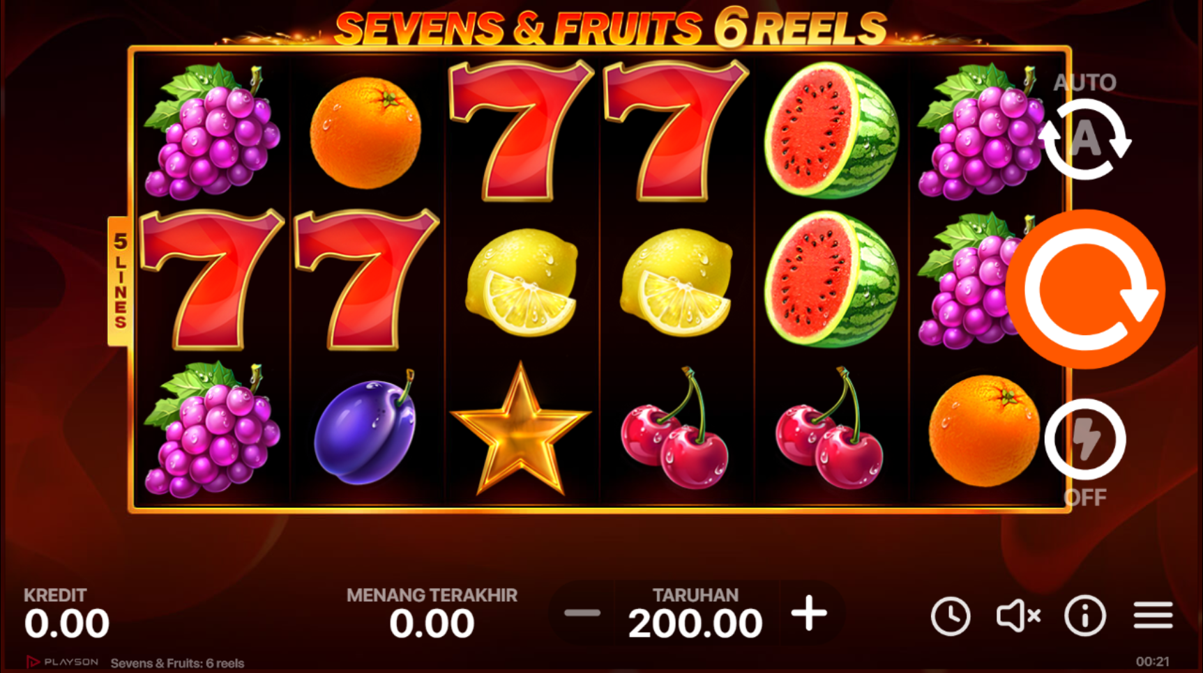 Slot Online Sevens & Fruits Booongo