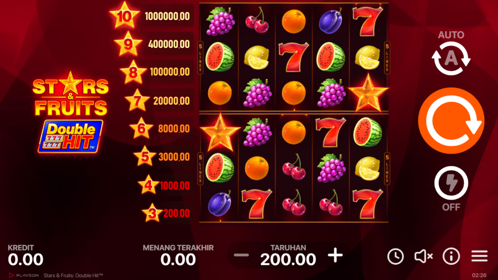 Slot Online Stars & Fruits Booongo